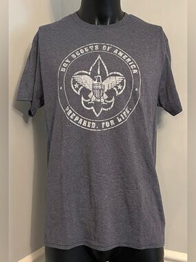 Boy Scouts of America Prepared for Life Fleur de Lis distressed logo Men’s Large